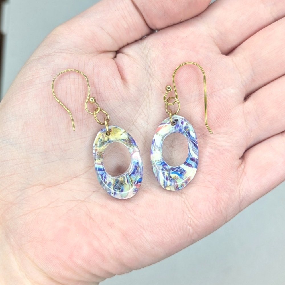 Blue Gold And White Earrings - Picture 10 of 11